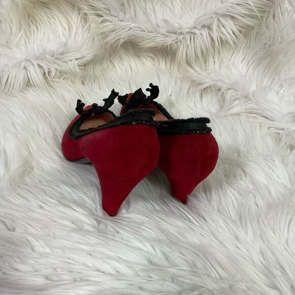 NEW Marc by Marc Jacobs Leather Red Velvet Trim Pointed Toe Pumps US 6 EUR 36 - Picture 5 of 13